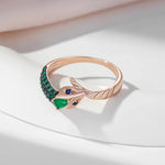 585 Rose Gold Green Zirconia Snake Ring for Women