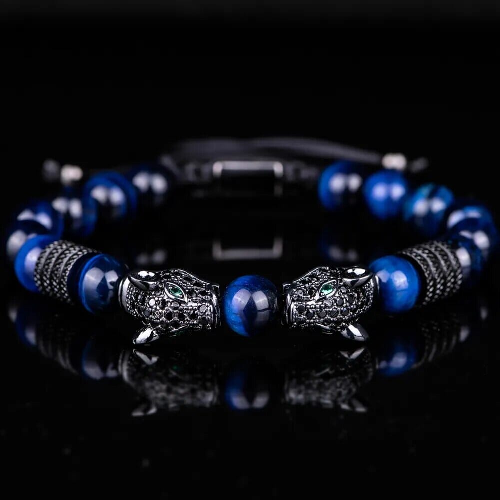 Double Leopard Head BraceletsBraceletBlack Blue black cz