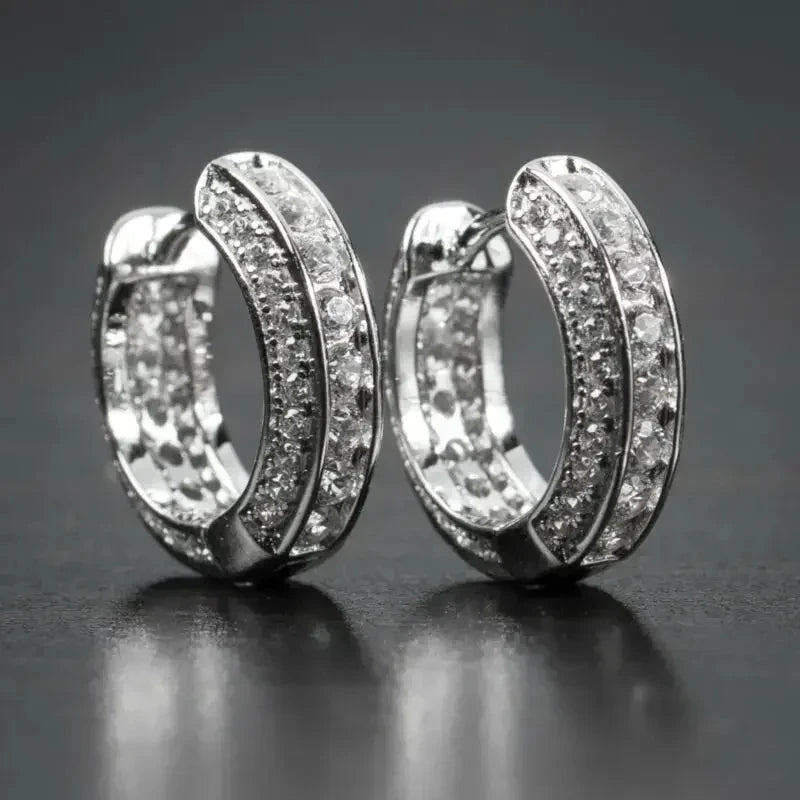 Versatile Women’s Hoop Earrings with Cubic ZirconiaE711