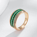 9mm Rose Gold Luxury Green Zircon Ring for Women