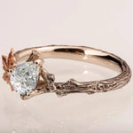 Diamond Twig & Leaf Solitaire Engagement Ring for Women