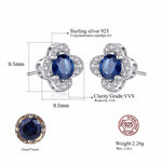 Sapphire Gemstone 925 Sterling Silver Flower Stud EarringsEarrings