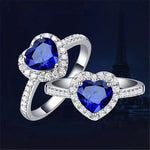 925 Sterling Silver Blue Ocean Heart Blue Gemstone Ring