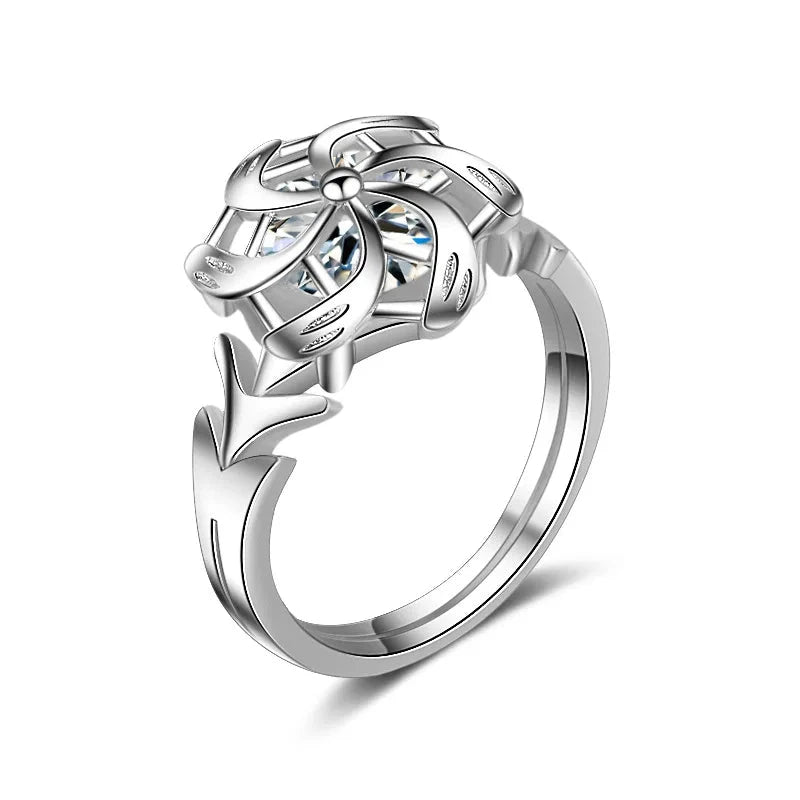 Windmill-Shaped Silver Wedding Ring