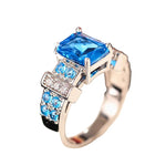 Blue Translucent Square Ring – Luxury Bridal Jewelry10A002