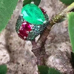 Classic 12x17mm Emerald Main Stone Luxury Pear Ring