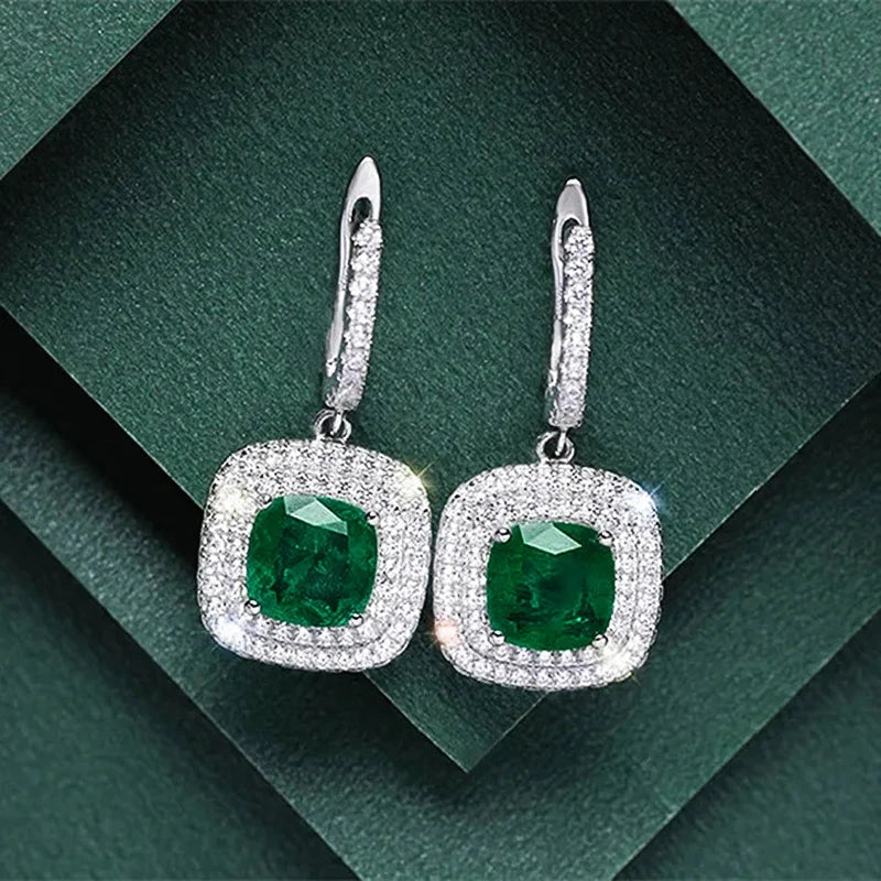 Luxury Green Crystal Drop Earrings – Women's Anniversary GiftE3801