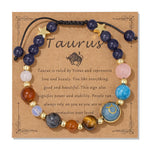12 Zodiac Signs Natural Stone BraceletTaurusAdjustable