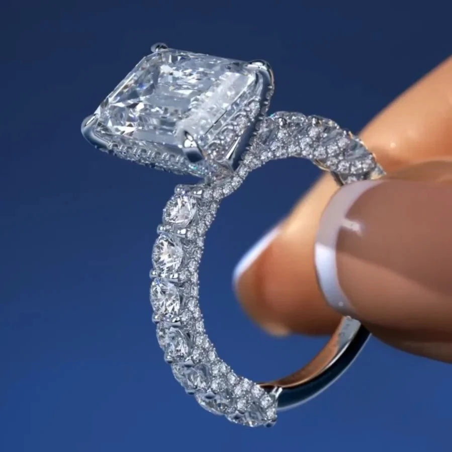 Luxury Princess Silver Color Designer Engagement Ring5