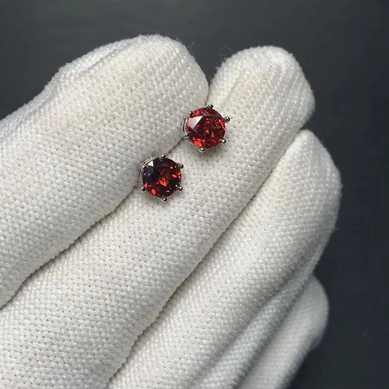 Natural Garnet 925 Sterling Silver Stud Earrings