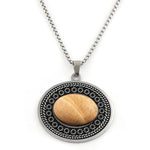 Bohemian oval stone pendant, Sand stone