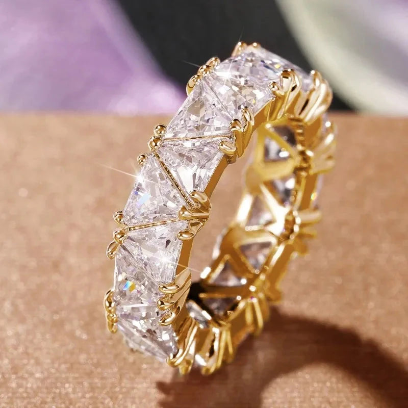 Huitan Triangular CZ Promise Rings for Women