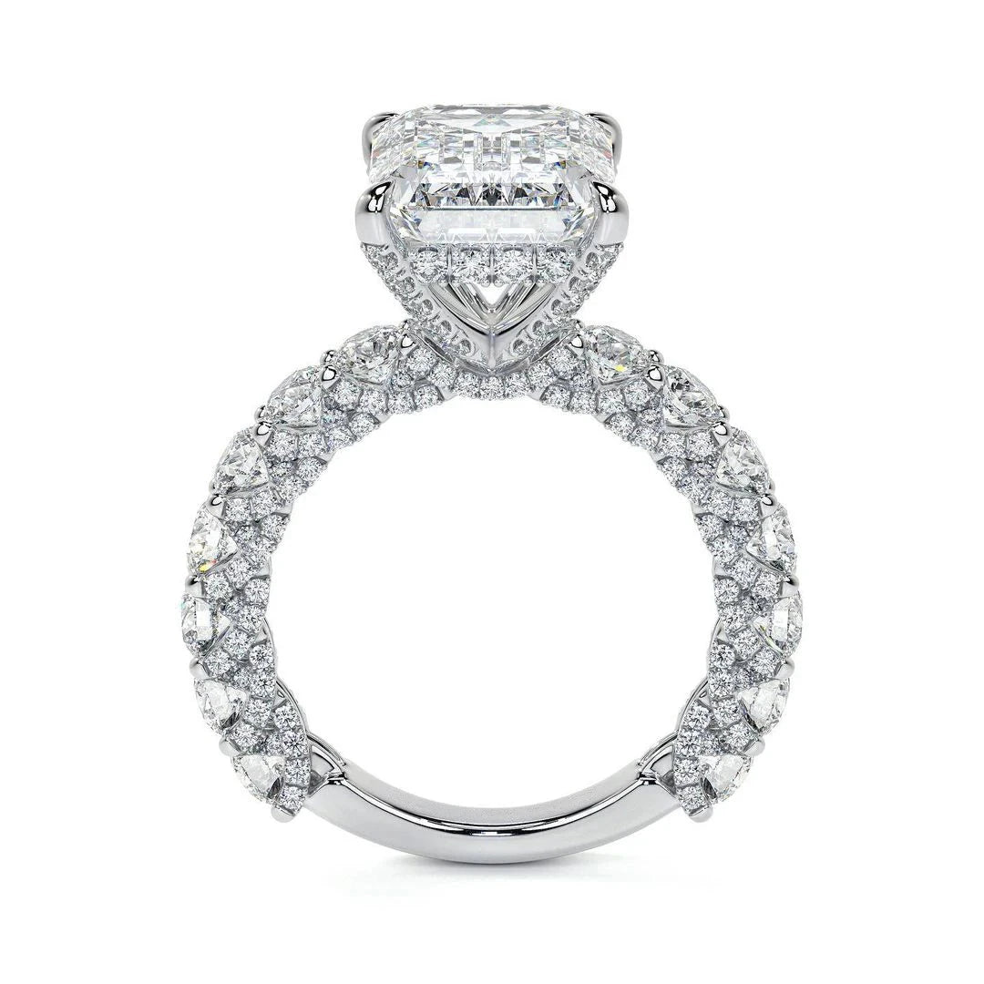 Luxury Princess Silver Color Designer Engagement Ring