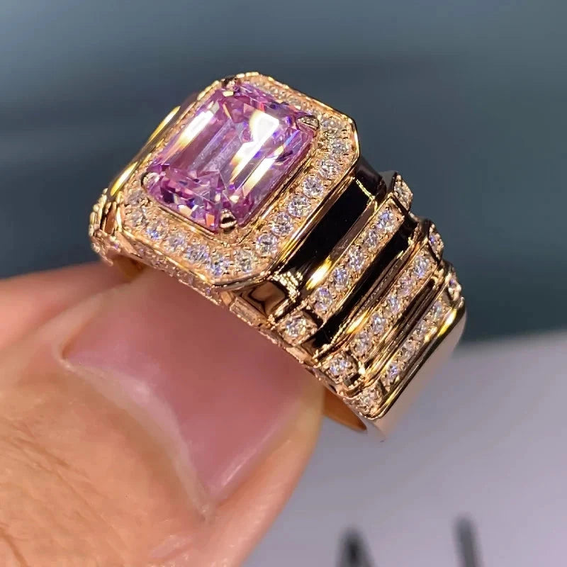 Huitan Aesthetic Pink Cubic Zirconia Engagement Ring