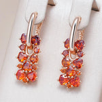 Shiny Red Natural Zircon 585 Rose Gold Drop Earrings For Women