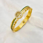 Unisex Tree of Life Bracelet – Gold CZ Luxury BangleA