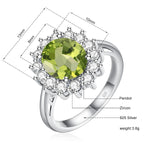 Aquamarine Birthstone Genuine S925 Silver Ring LuxuryPeridot-G6