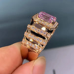 Huitan Aesthetic Pink Cubic Zirconia Engagement Ring