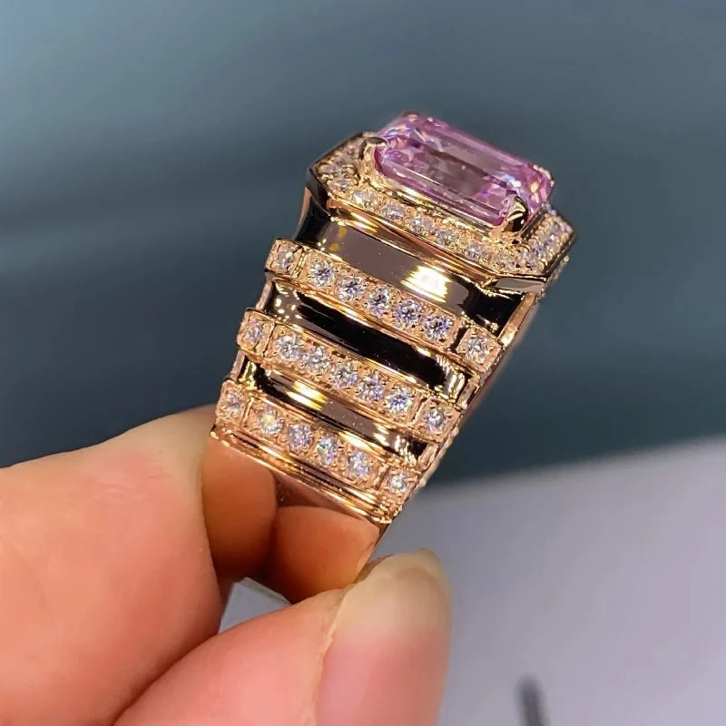 Huitan Aesthetic Pink Cubic Zirconia Engagement Ring