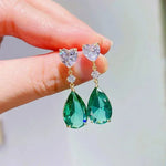 Luxury Green Crystal Drop Earrings – Women's Anniversary GiftE1872