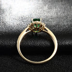 Vintage Emerald Oval Flower Gemstone Ring For Women