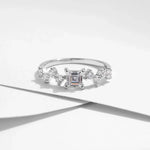 925 Sterling Silver Classic Exquisite Sparkling Square CZ Ring