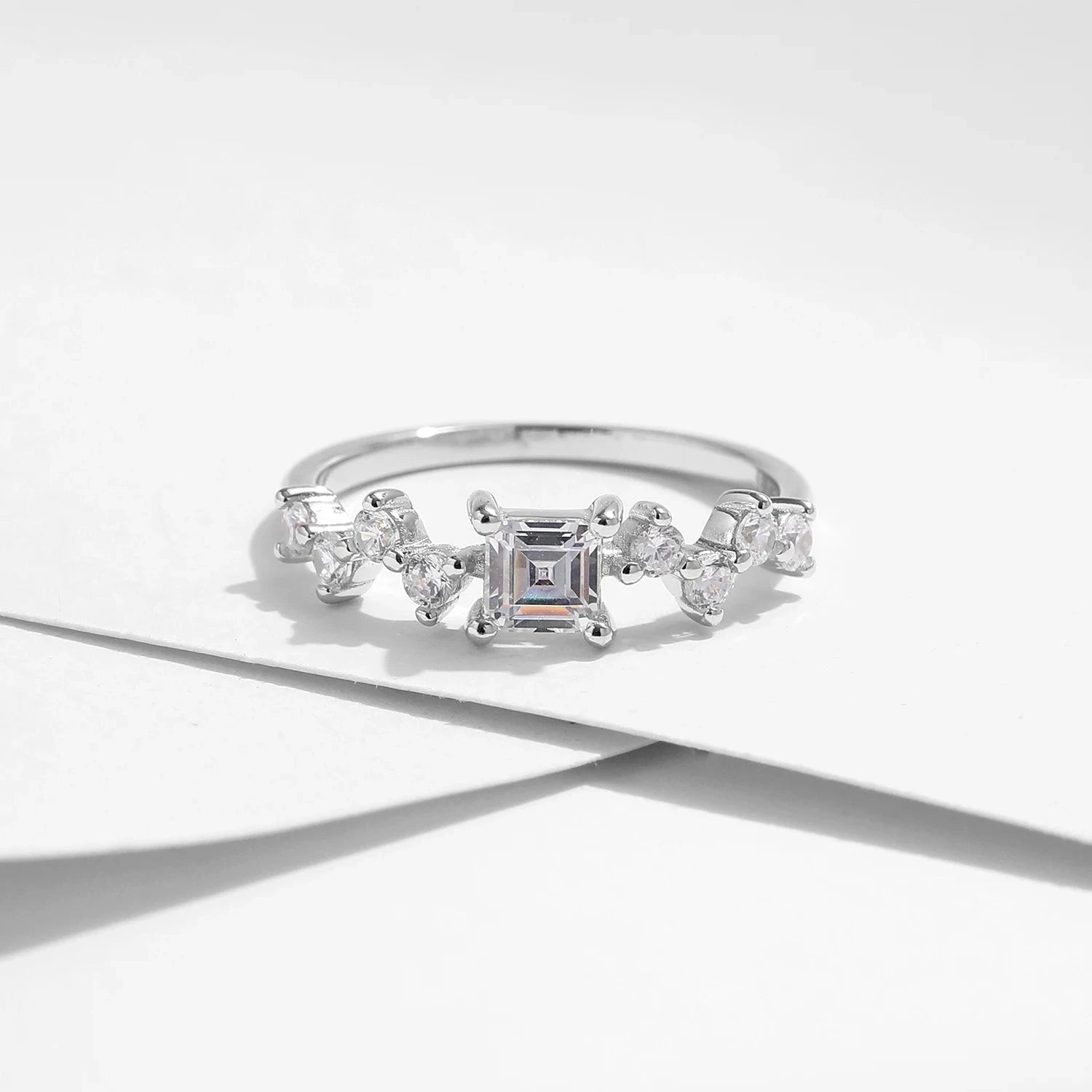 925 Sterling Silver Classic Exquisite Sparkling Square CZ Ring
