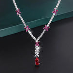 Ruby Crystal Pendant Necklace Small Butterfly