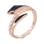 Punk Black Zircon Snake Ring – 585 Rose Gold Vintage JewelryZ12887