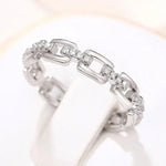 2025 Trendy Jewelry Chain Shape Finger Ring for Women Silver Color Shiny Zirconia Accessories Daily Life Fashion Lady Gift