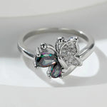 Multi-Colored Cubic Zirconia Butterfly Ring for Women