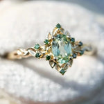 Luxury Flower-Shaped Green Stone Ring
