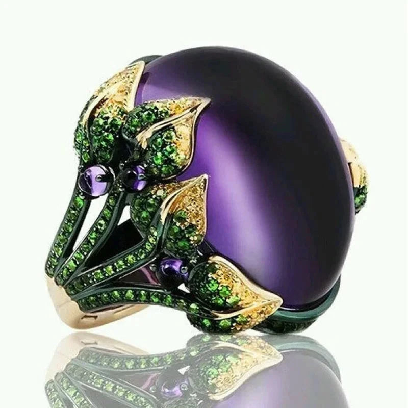 Retro Big Oval Purple Zircon Ring for Women5