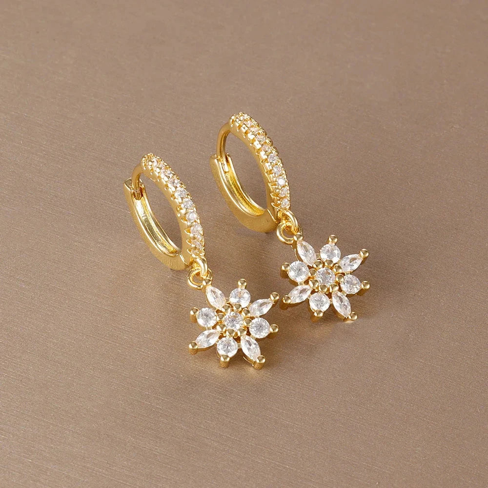 Luxury Stainless Steel Star Dangle Earrings For Womengold-white-2PCS