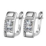 Micro Inlay Zircon Square Earrings for WomenSilver Color