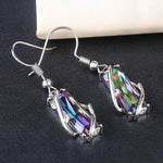 New Exquisite Multi-colored CZ Dangle Earrings for Women Special-interested Birthday Day Gift Wedding Party Trendy JewelryE428