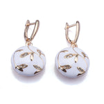 Round Oval White & Black Enamel Drip Oil Geometric Dangle Earrings for WomenWhite