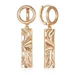 Wbmqda Irregular Geometric Glossy Long Drop Earrings For Women 585 Rose Gold Color Fashion Elegant Daily Fine Jewelry Gifts585 Rose Gold Color