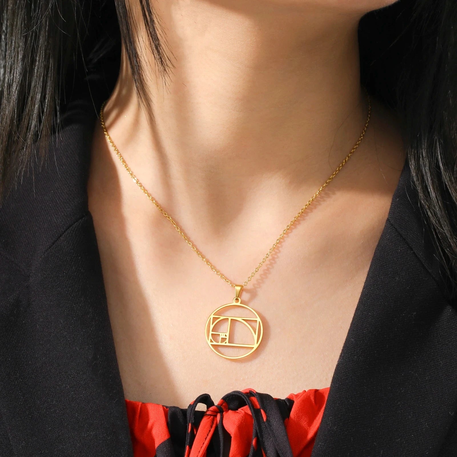 Fibonacci Spiral Golden Ratio Pendant Necklace