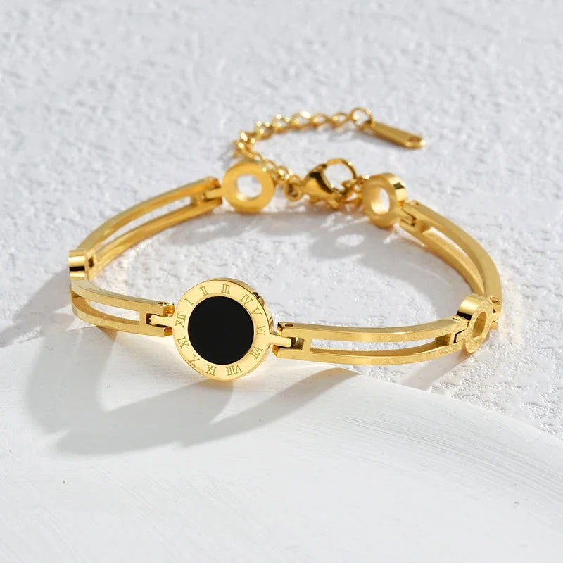 Black Acrylic Roman Numeral Bracelet