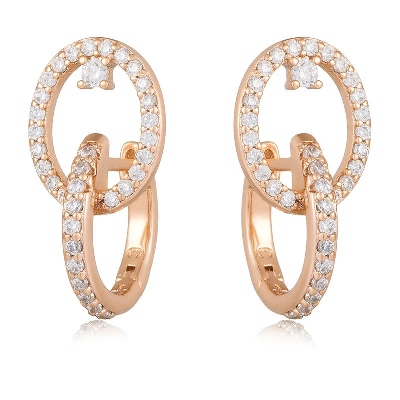 Shiny Natural Zircon Pierced Earrings For Women 585 Rose GoldROSE GOLD COLORCHINA