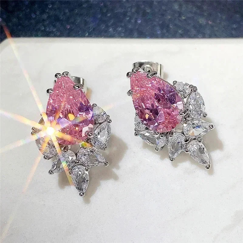 Pear Shaped CZ Studs Earrings for Women