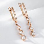 Natural Zircon Long Drop Earrings – 585 Rose Gold