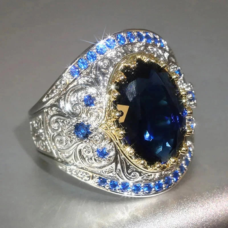 Retro Vintage Two-Tone Zircon Ring