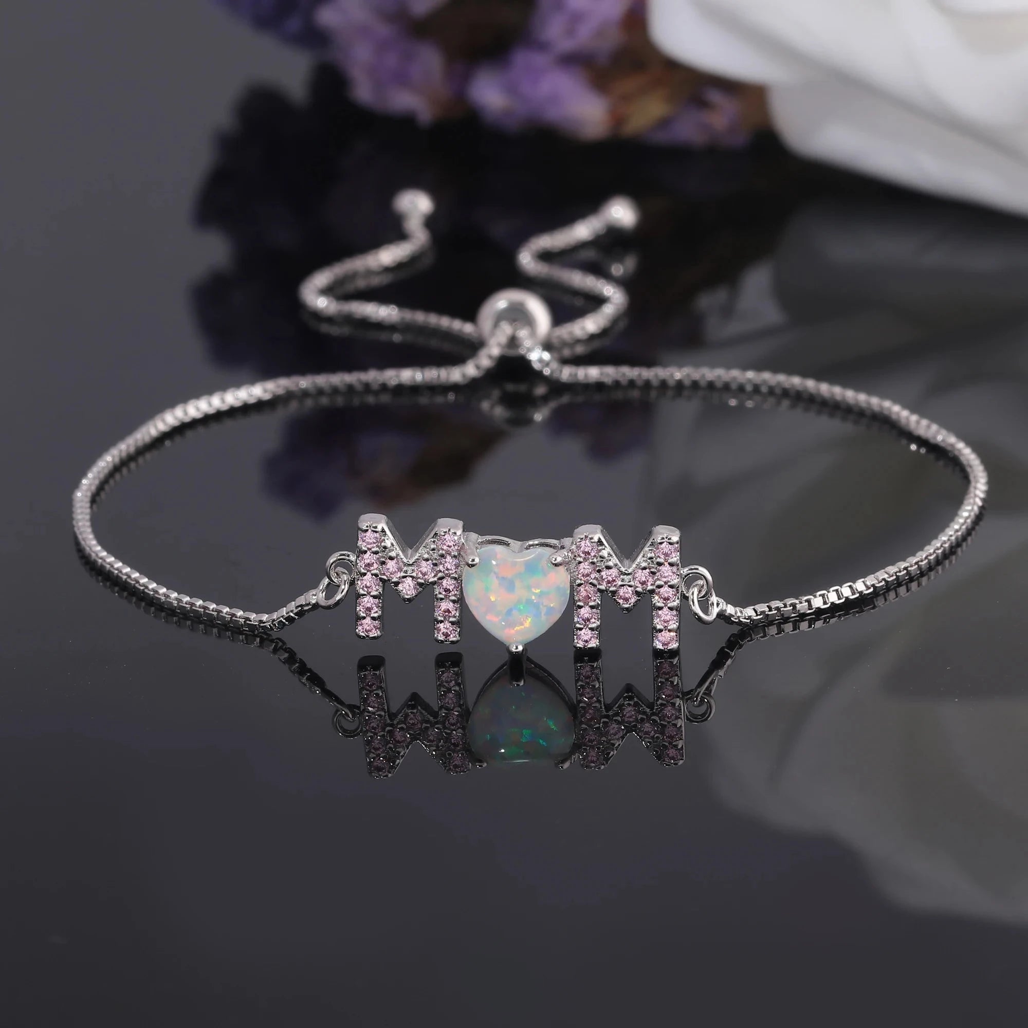Exquisite Heart Shaped Opal BraceletsWhite25cm