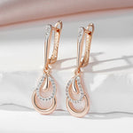 Luxury Long 585 Rose Golden Dangle Earrings For Women