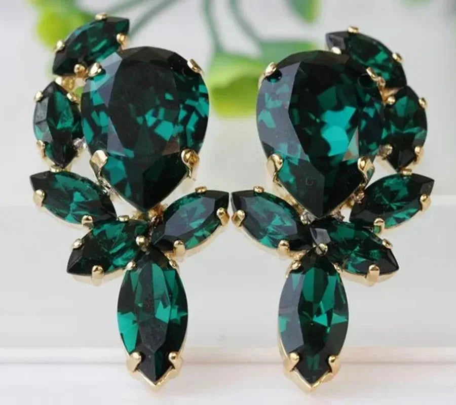 Luxury Green Crystal Drop Earrings – Women's Anniversary GiftAER580XS