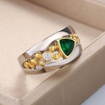 Triangular Green Stone Ring for Women
