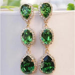 Luxury Green Crystal Drop Earrings – Women's Anniversary Gift