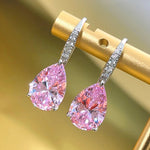 Sweet Pink/Yellow Zircon Dangle Earrings for Women